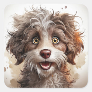 funny dog square sticker