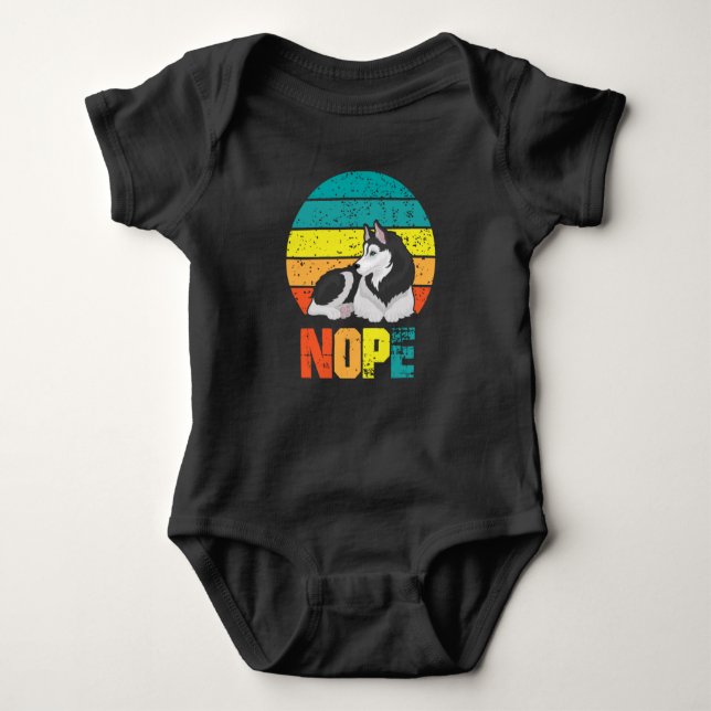 Funny Dog Stubborn Husky Lazy Puppy Baby Bodysuit (Front)