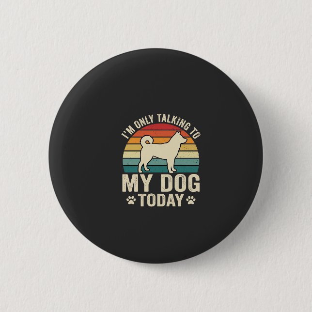 Funny Dog Talking Retro Sunset 6 Cm Round Badge (Front)