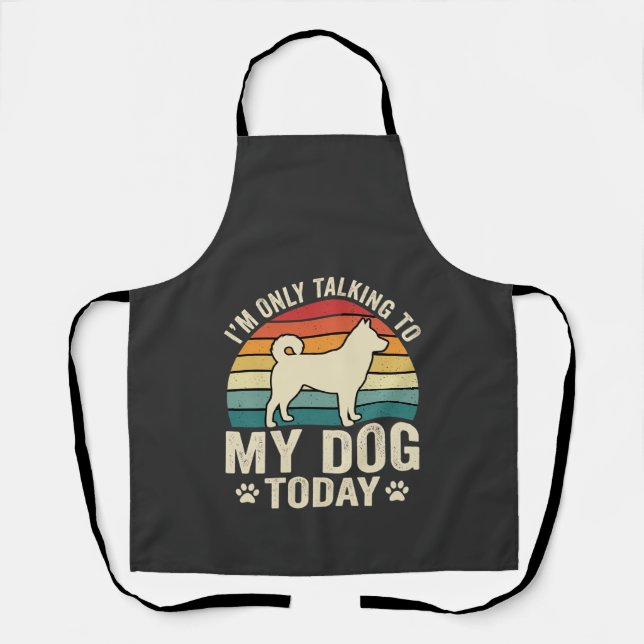 Funny Dog Talking Retro Sunset Apron (Front)