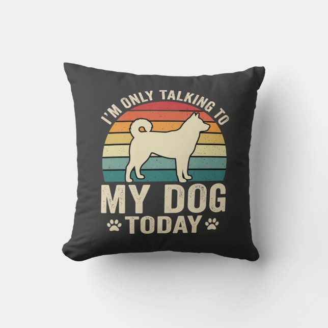 Funny Dog Talking Retro Sunset Cushion (Front)