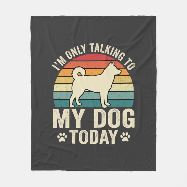 Funny Dog Talking Retro Sunset Fleece Blanket (Front)