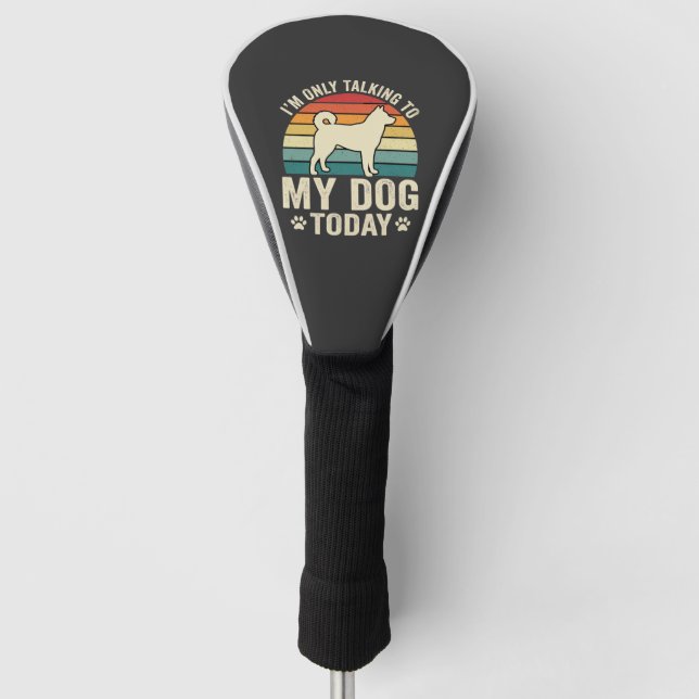 Funny Dog Talking Retro Sunset Golf Head Cover (Front)