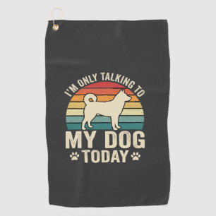 Funny Dog Talking Retro Sunset Golf Towel