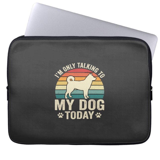 Funny Dog Talking Retro Sunset Laptop Sleeve (Front)