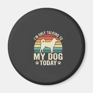 Funny Dog Talking Retro Sunset Magnet