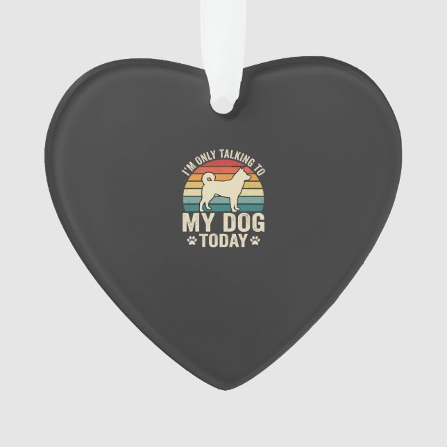 Funny Dog Talking Retro Sunset Ornament (Front)