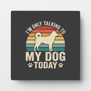 Funny Dog Talking Retro Sunset Plaque