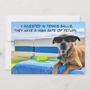 Funny Dog Tennis Balls Retirement Any Occasion  Holiday Card