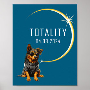 Funny Dog Total Solar Eclipse Totality Poster