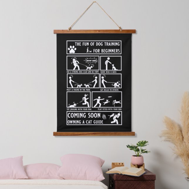 Funny Dog Training Instruction Manual Hanging Tapestry (Bedroom)