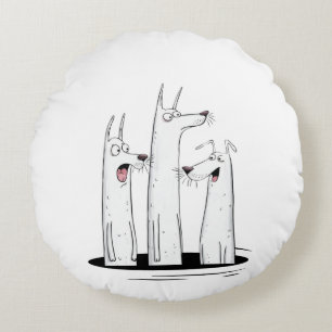Funny Dog Trio Round Cushion