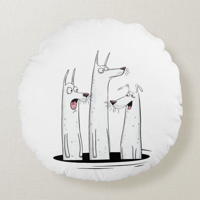 Funny Dog Trio  Round Cushion (Front)