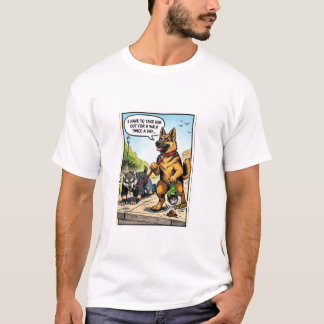 Funny Dog Walking Human Comic Graphic T-Shirt