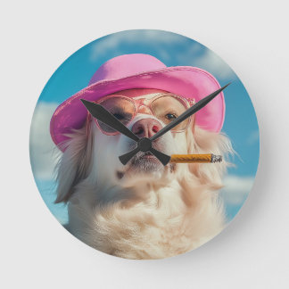 Funny Dog Wall Clock with Hat and Cigar - Quirky a