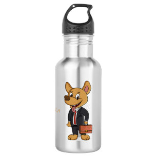 Funny dog wearing business suit cartoon  532 ml water bottle