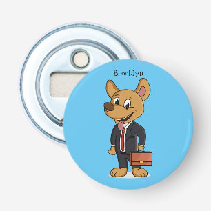 Funny dog wearing business suit cartoon bottle opener