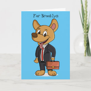 Funny dog wearing business suit cartoon  card