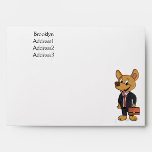 Funny dog wearing business suit cartoon envelope