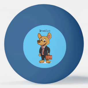 Funny dog wearing business suit cartoon ping pong ball