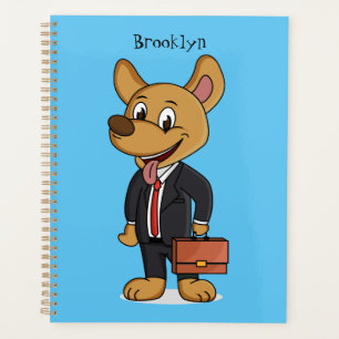 Funny dog wearing business suit cartoon planner