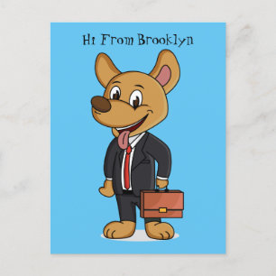 Funny dog wearing business suit cartoon postcard
