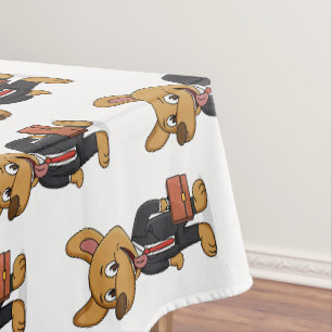 Funny dog wearing business suit cartoon tablecloth