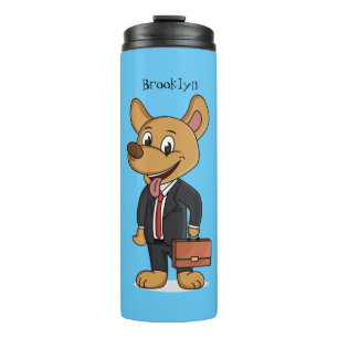 Funny dog wearing business suit cartoon thermal tumbler
