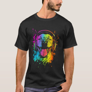 Funny Dog Wearing Headphones Pitbull With Headphon T-Shirt