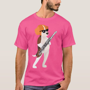 Funny Dog Wearing Sunglasses Playing Flute Beagle T-Shirt