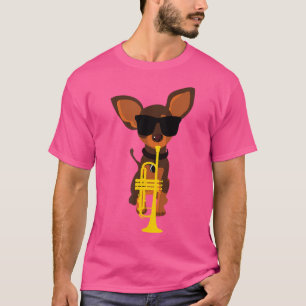 Funny Dog Wearing Sunglasses Playing Trumpet T-Shirt