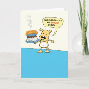 Funny Dog with Birthday Cake Card