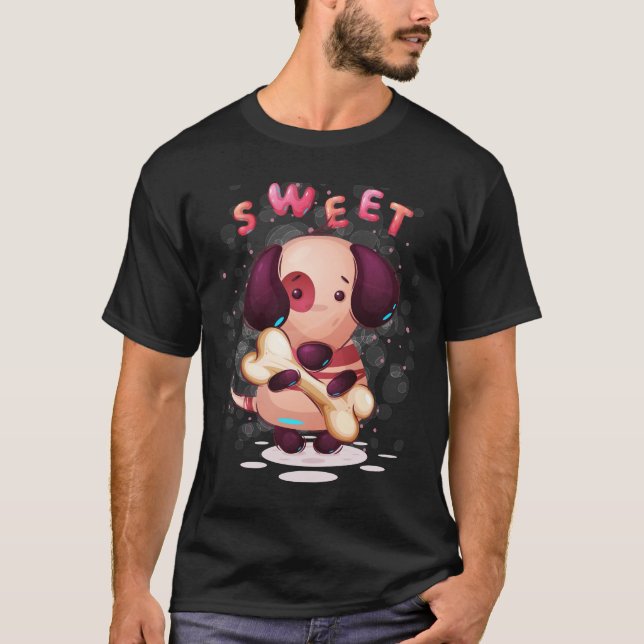 Funny Dog With Bone No T-Shirt (Front)
