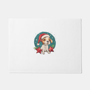 Funny Dog with Christmas Stars for Festive Season  Doormat