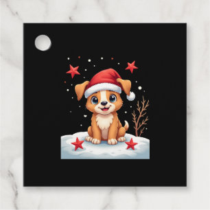 Funny Dog with Christmas Stars for Festive Season  Favour Tags
