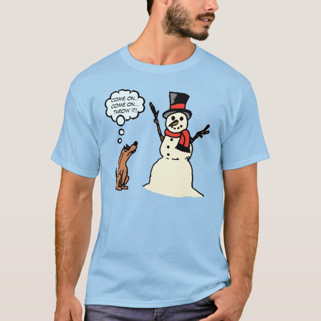 Funny Dog with Snowman Christmas Shirt (Front)