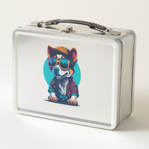 Funny Dog With Sunglasses And Great Haircut Metal Lunch Box