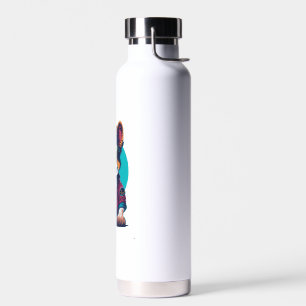 Funny Dog With Sunglasses And Great Haircut Water Bottle