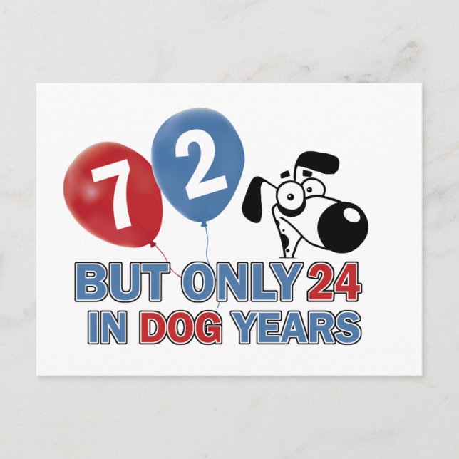 Funny dog years 72 year old designs postcard (Front)