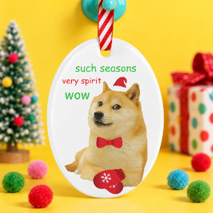 Funny Doge Meme Shiba Inu Bow Tie Mittens Ornament