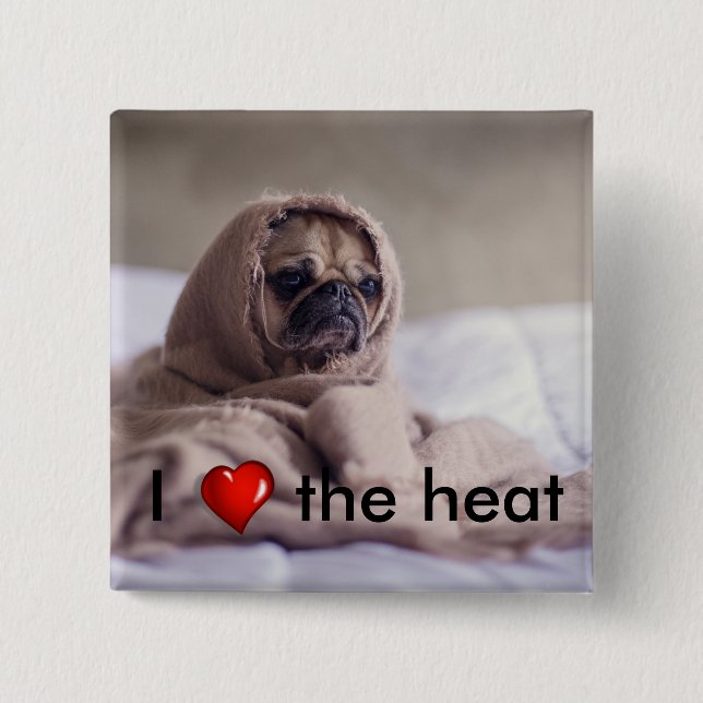 Funny doggy 15 cm square badge (Front)