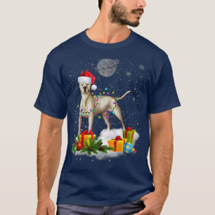 Funny Dogo Argentino Dog Christmas Lights Santa Ha T-Shirt