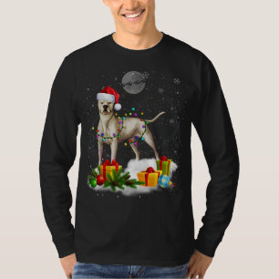Funny Dogo Argentino Dog Christmas Lights Santa Ha T-Shirt