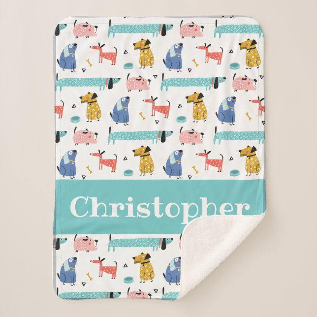 Funny Dogs Baby Sherpa Blanket (Front)