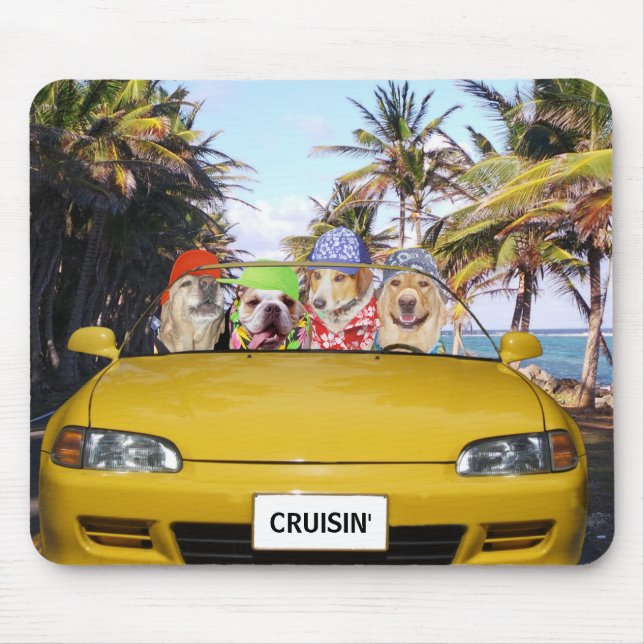 Funny Dogs Cruisin' Mouse Pad (Front)