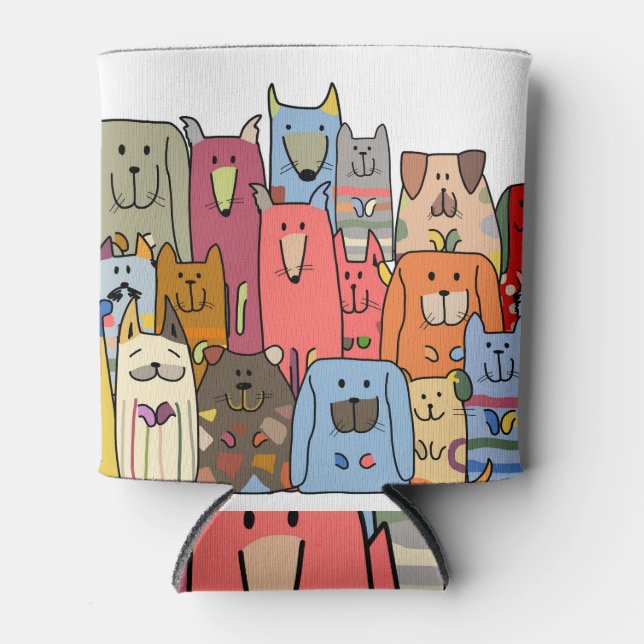 Funny dogs family: seamless pattern. can cooler (Front)