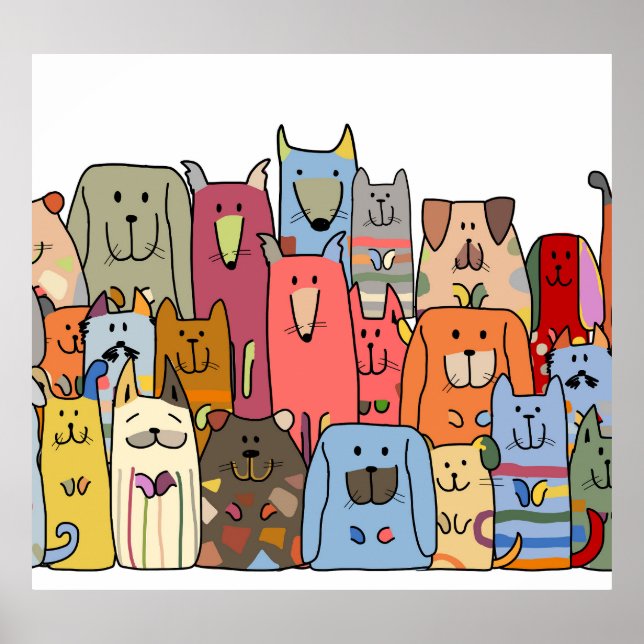 Funny dogs family: seamless pattern. poster (Front)
