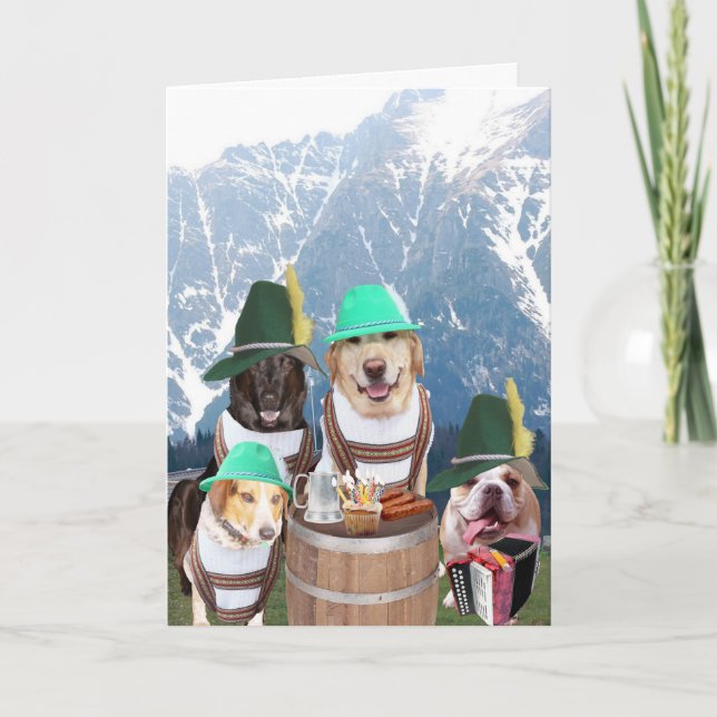 Funny Dogs German Birthday Card (Front)