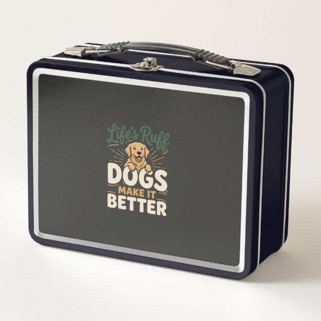Funny Dogs Make It Better Metal Lunch Box (Front)