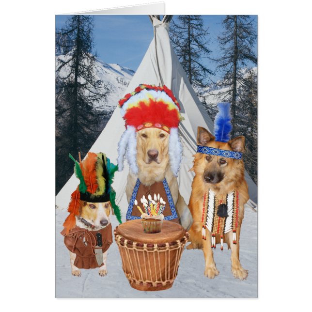 Funny Dogs Native American Birthday (Front)